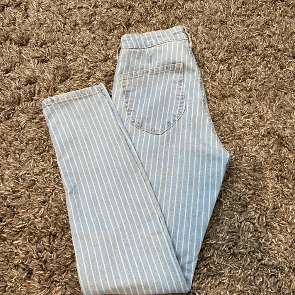 H&M striped skinny blue jeans